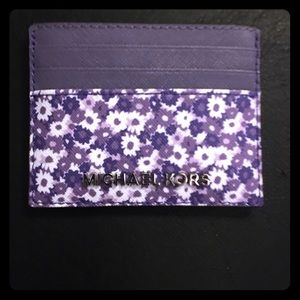 Michael Kors Purple/Floral Leather Cardholder